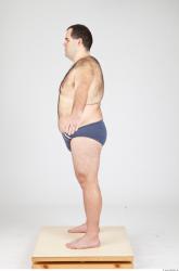 Whole Body Man White Underwear Overweight Studio photo references